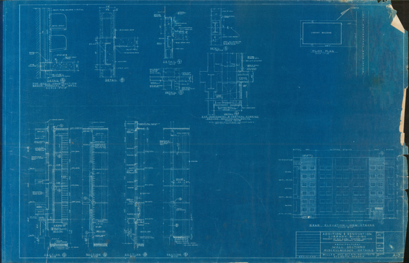 Wall Sections Miscellaneous Details for the additions and renovations for the Library building at Tuskegee Institute